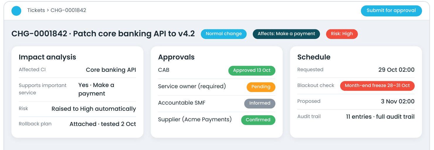 Change and contract records, product mock-up
