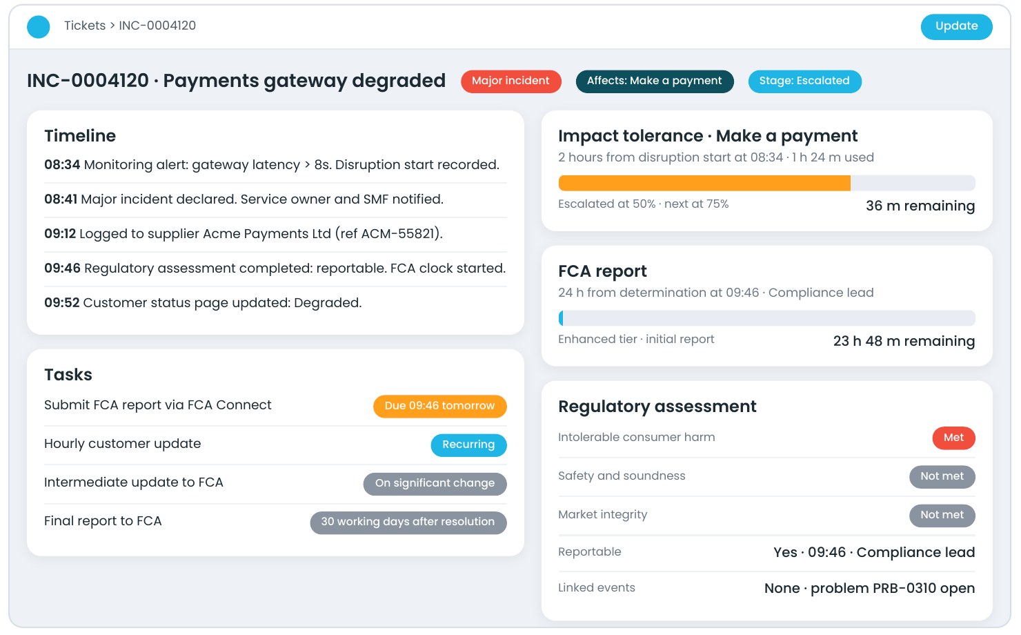Incident with regulatory assessment, product mock-up